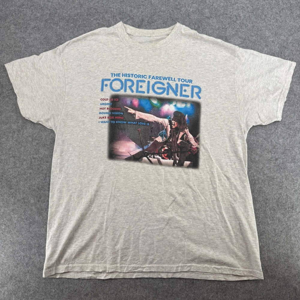 Foreigner T-Shirt Mens XL Farewell Tour 2023 Gray Graphic Rock Concert EUC